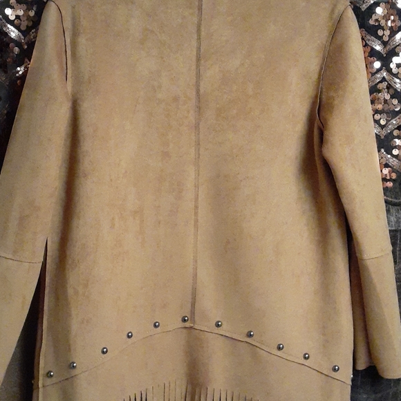 GORGEOUS caramel colored and black fringed jacket - Picture 8 of 11